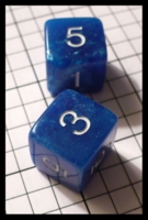 Dice : Dice - 6D - Blue Crystaline with White Numerals - SK Collection Nov 2010